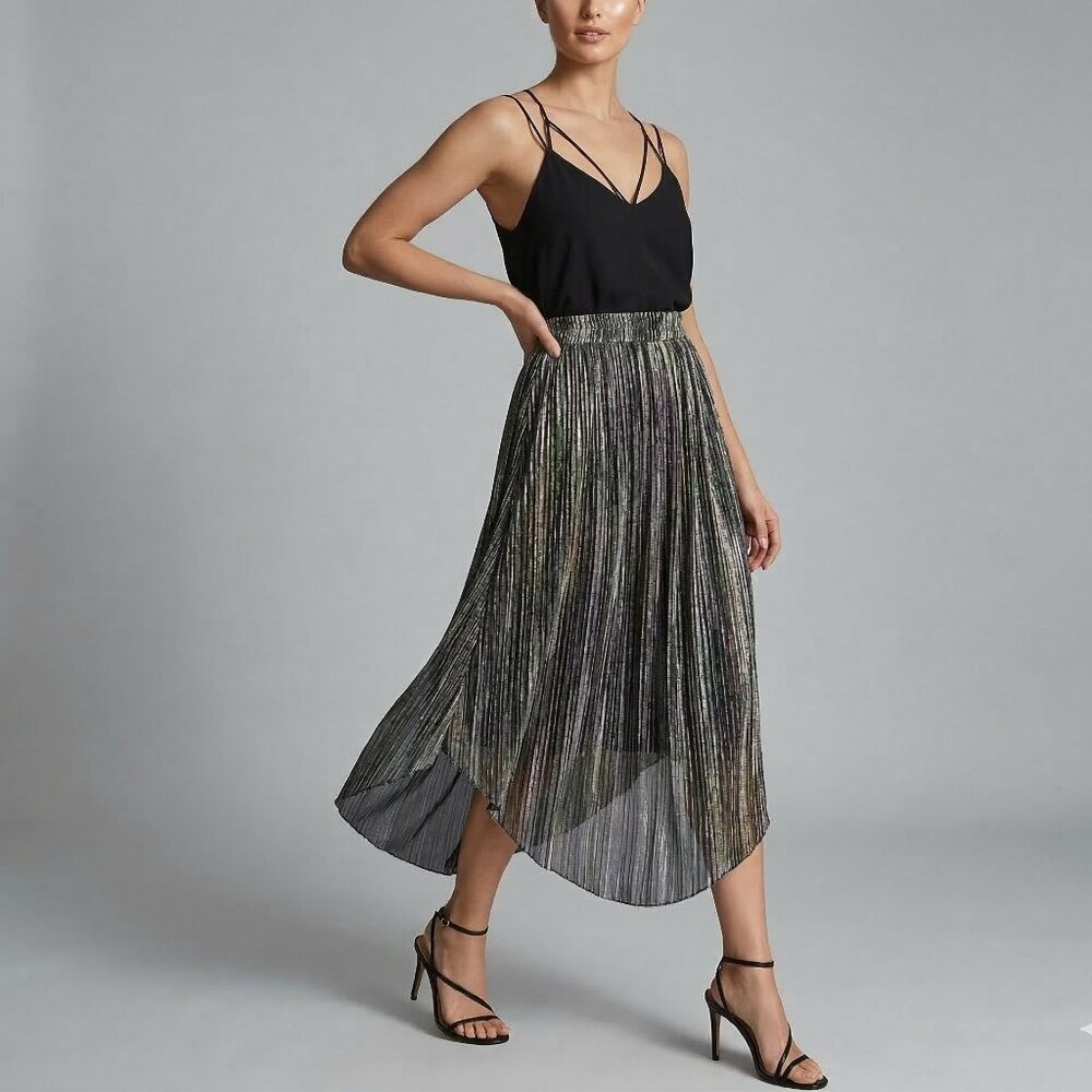 Ramy Brook Women's Lenon Metallic MIDI Skirt S NWT